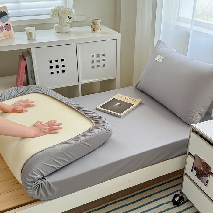 91家纺网 家纺一手货源 找家纺 眠博士 2025新款A类40支13372全棉纯棉纯色学生床三件套 银灰色