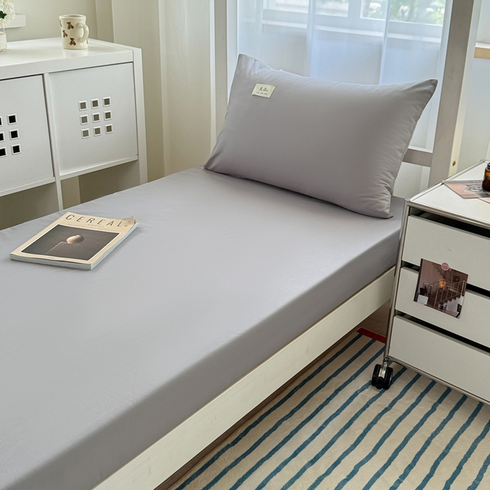 91家纺网 家纺一手货源 找家纺 眠博士 2025新款A类40支13372全棉纯棉纯色学生床三件套 银灰色