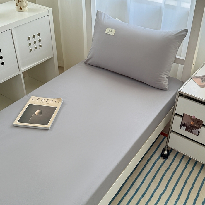 91家纺网 家纺一手货源 找家纺 眠博士 2025新款A类40支13372全棉纯棉纯色学生床三件套 银灰色