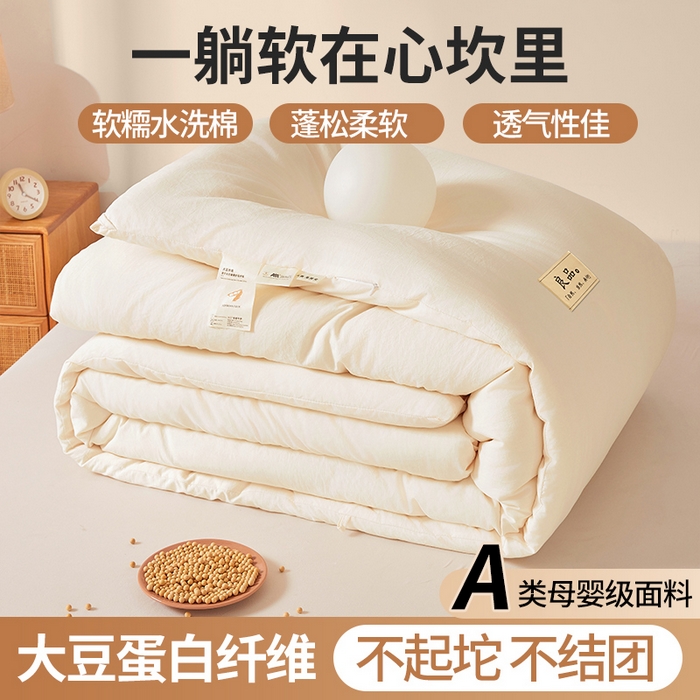 仁凱家紡 2025新款A(yù)類良品大豆被 春秋被 冬被 夏涼被 學(xué)生被 云糯白