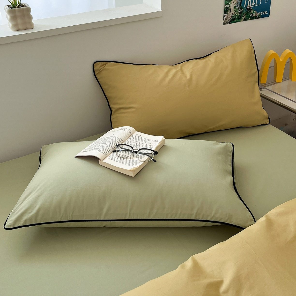 91家纺网 家纺一手货源 找家纺 三朵家纺 2025新款50支加厚全棉纯棉磨毛混搭四件套-美拉德系列 芥末黄