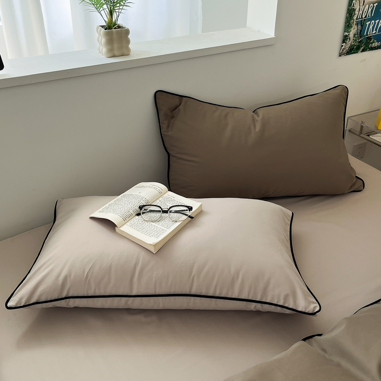 91家纺网 家纺一手货源 找家纺 三朵家纺 2025新款50支加厚全棉纯棉磨毛混搭四件套-美拉德系列 咖灰