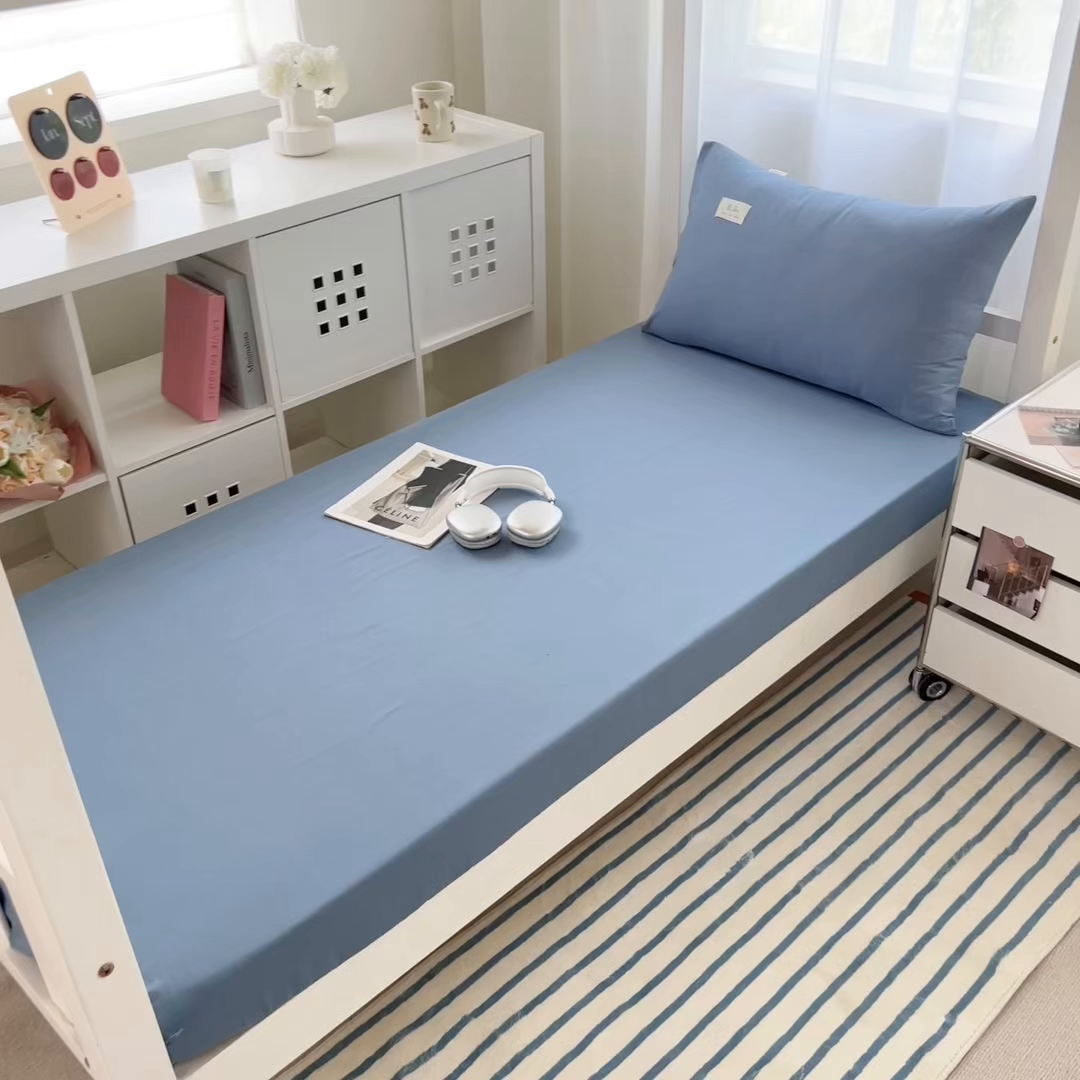 91家纺网 家纺一手货源 找家纺 （总）眠博士 2025新款A类40支13372全棉纯棉纯色学生床三件套