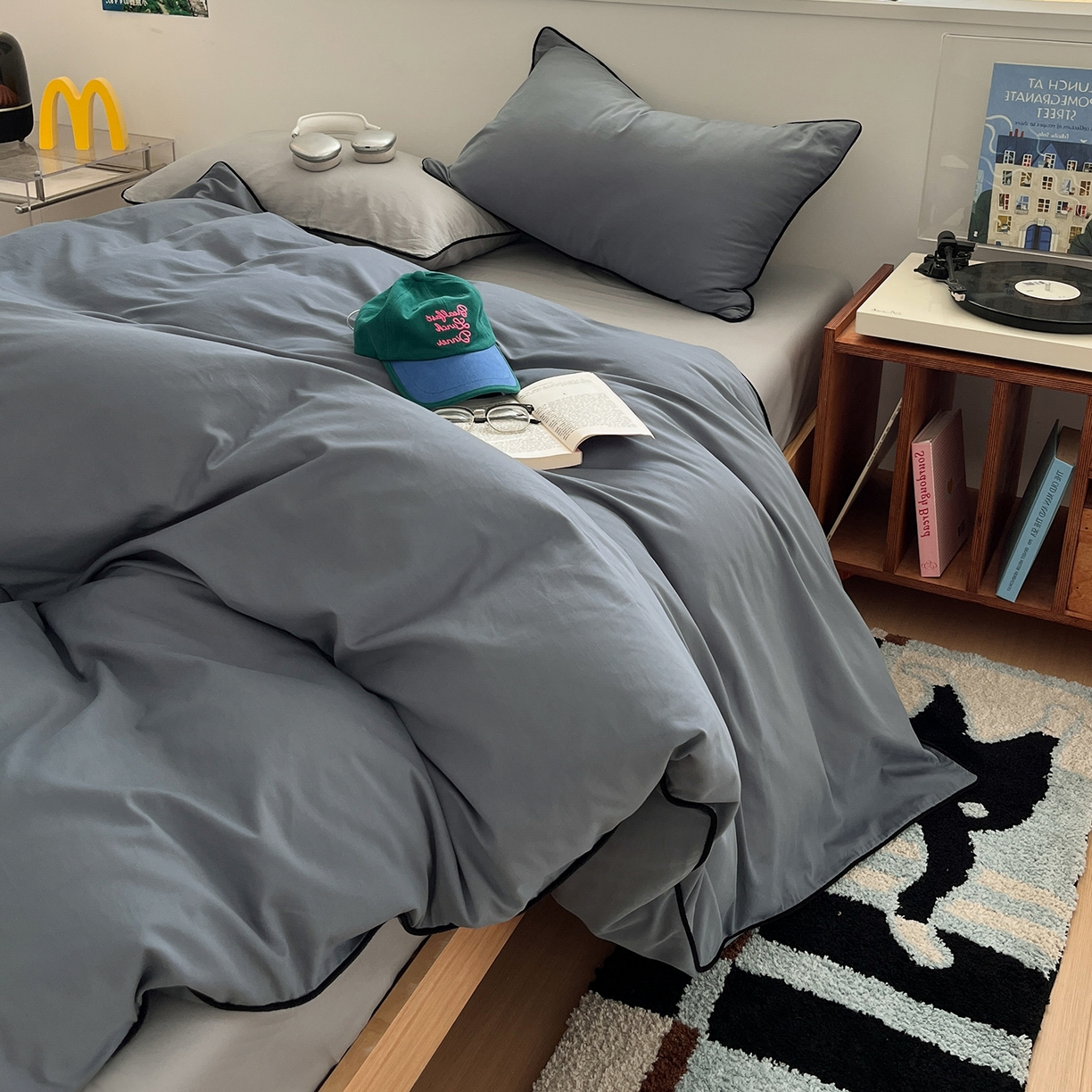 91家纺网 家纺一手货源 找家纺 三朵家纺 2025新款50支加厚全棉纯棉磨毛混搭四件套-美拉德系列 青石灰