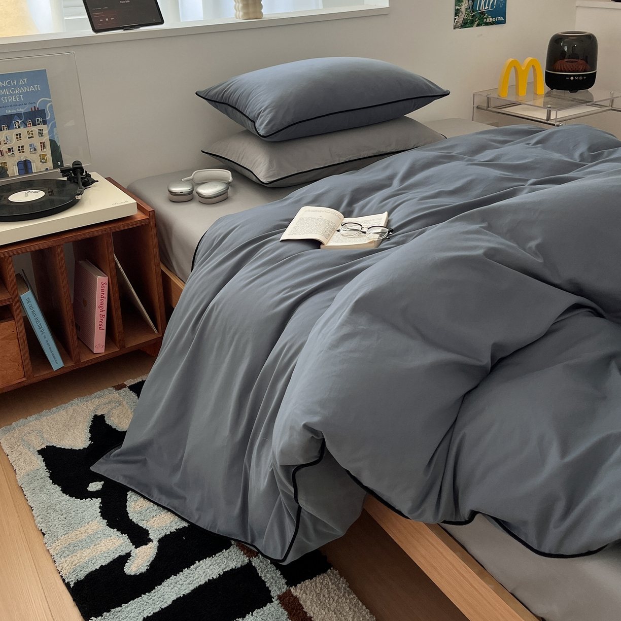 91家纺网 家纺一手货源 找家纺 三朵家纺 2025新款50支加厚全棉纯棉磨毛混搭四件套-美拉德系列 青石灰