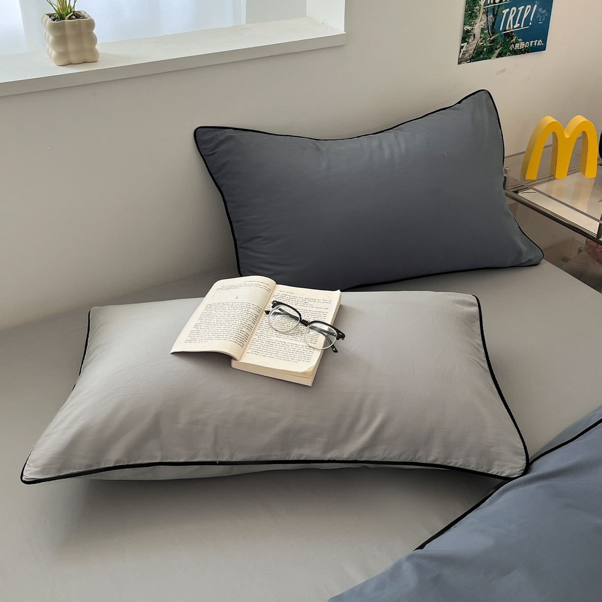 91家纺网 家纺一手货源 找家纺 三朵家纺 2025新款50支加厚全棉纯棉磨毛混搭四件套-美拉德系列 青石灰