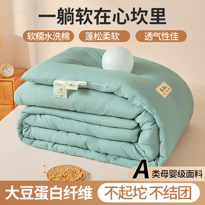 仁凱家紡 2025新款A(yù)類良品大豆被 春秋被 冬被 夏涼被 學(xué)生被 松柏綠