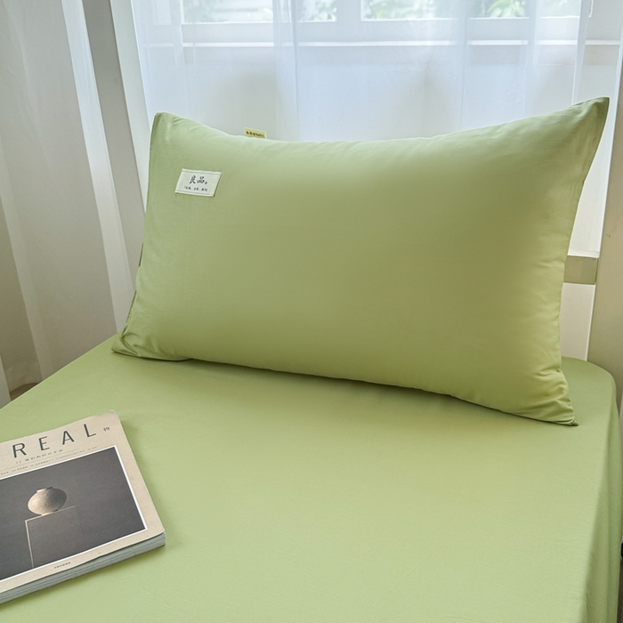 91家纺网 家纺一手货源 找家纺 眠博士 2025新款A类40支13372全棉纯棉纯色学生床三件套 浅绿