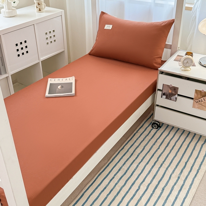 91家纺网 家纺一手货源 找家纺 眠博士 2025新款A类40支13372全棉纯棉纯色学生床三件套 咖啡色