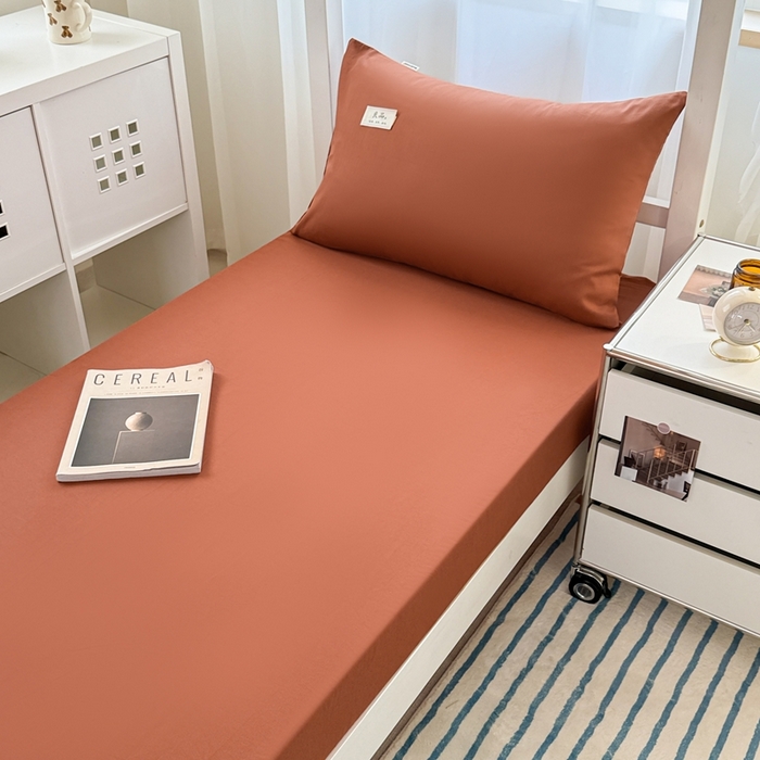 91家纺网 家纺一手货源 找家纺 眠博士 2025新款A类40支13372全棉纯棉纯色学生床三件套 咖啡色