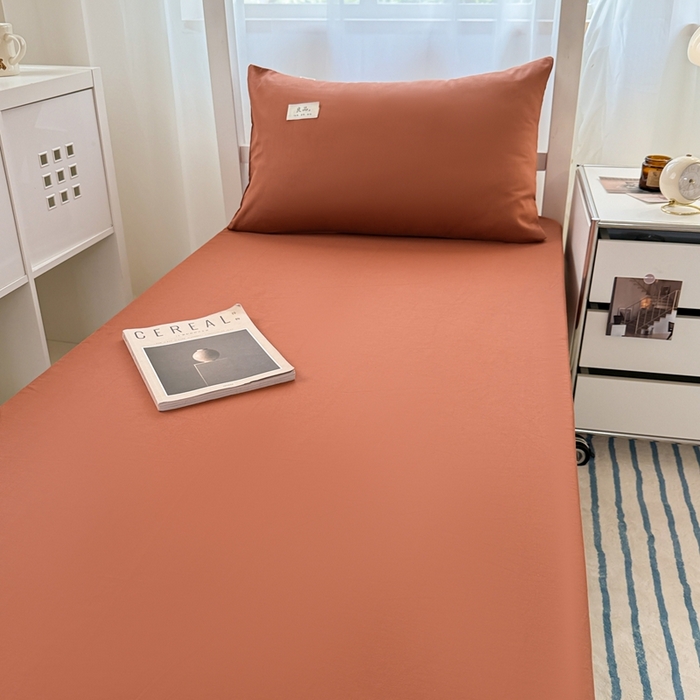 91家纺网 家纺一手货源 找家纺 眠博士 2025新款A类40支13372全棉纯棉纯色学生床三件套 咖啡色