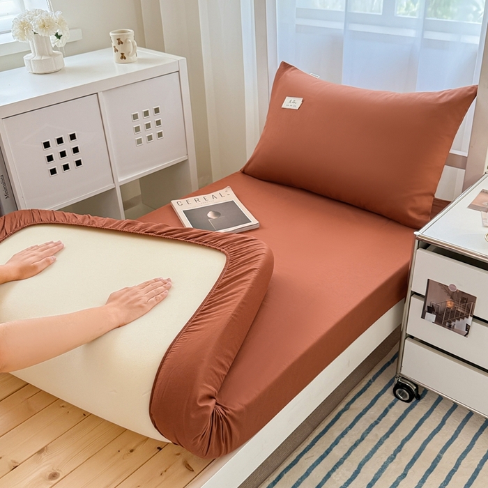 91家纺网 家纺一手货源 找家纺 眠博士 2025新款A类40支13372全棉纯棉纯色学生床三件套 咖啡色