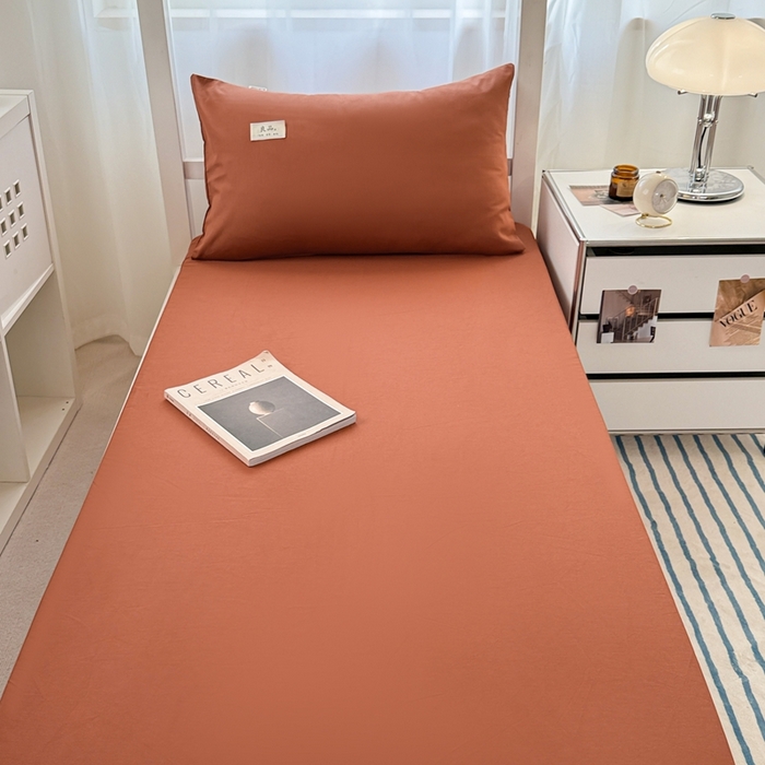 91家纺网 家纺一手货源 找家纺 眠博士 2025新款A类40支13372全棉纯棉纯色学生床三件套 咖啡色