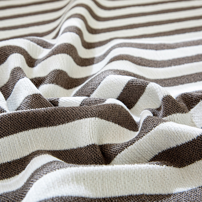 91家纺网 家纺一手货源 找家纺 沐沐家纺 2026新款无印风沙发巾 咖色条纹