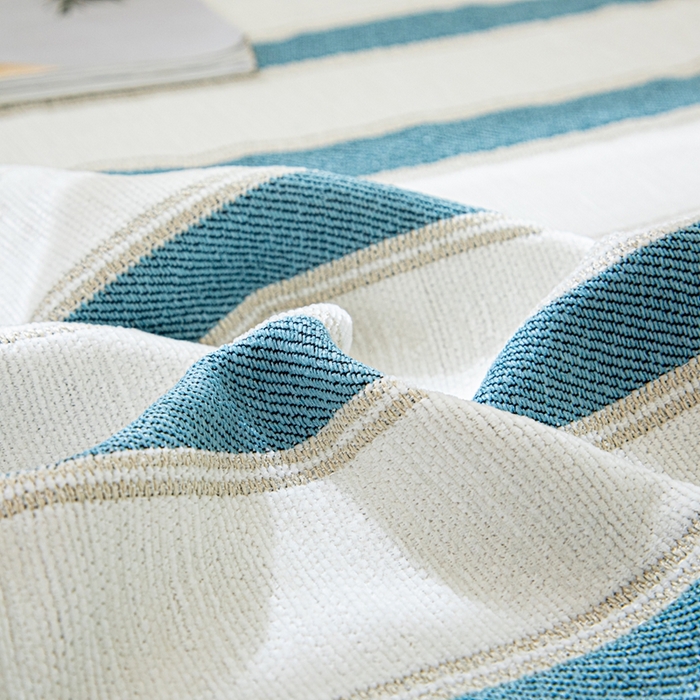 91家纺网 家纺一手货源 找家纺 沐沐家纺 2026新款无印风沙发巾 蓝色条纹