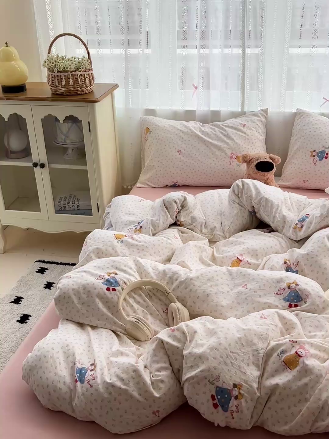 91家纺网 家纺一手货源 找家纺 朵朵家纺2025直播云感床单款三四件套水洗简约风小碎花被套床笠三四件套花仙子