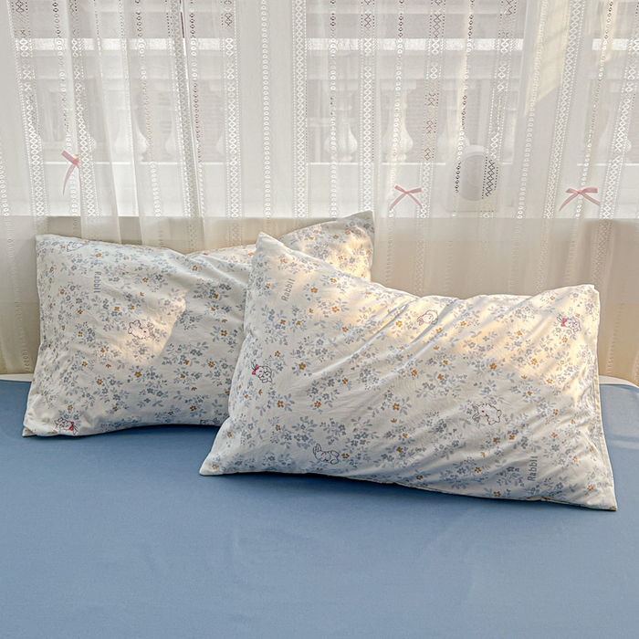 91家纺网 家纺一手货源 找家纺 朵朵家纺2025直播云感床单款三四件套水洗简约风小碎花被套床笠三四件套秘境兔