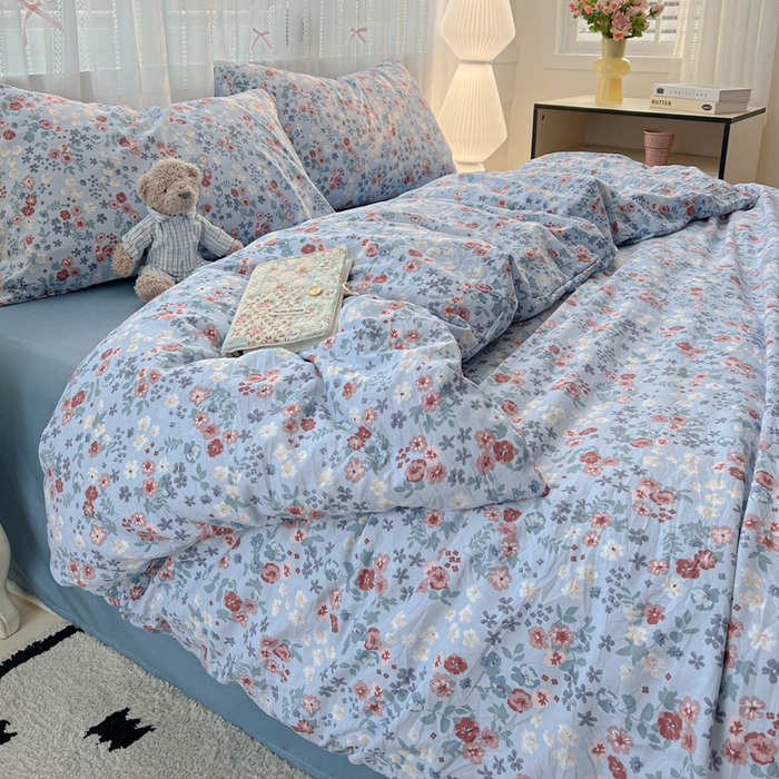 91家纺网 家纺一手货源 找家纺 朵朵家纺2025直播云感床单款三四件套水洗简约风小碎花被套床笠三四件套幽兰