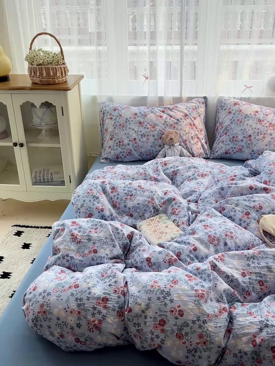 91家纺网 家纺一手货源 找家纺 朵朵家纺2025直播云感床单款三四件套水洗简约风小碎花被套床笠三四件套幽兰