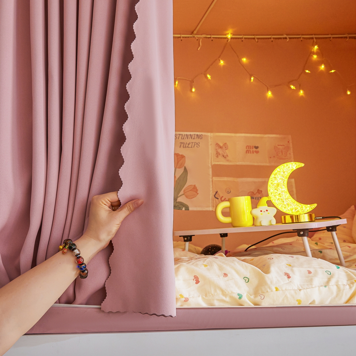 91家纺网 家纺一手货源 找家纺 （总）艾晶美家纺有限公司 2025新款公主学生全包上下铺遮光床帘学生蚊帐