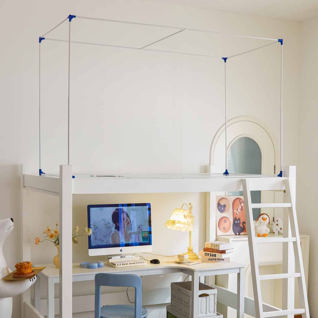 91家纺网 家纺一手货源 找家纺 艾晶美家纺有限公司 2025新款公主学生全包上下铺遮光床帘学生蚊帐 米咖