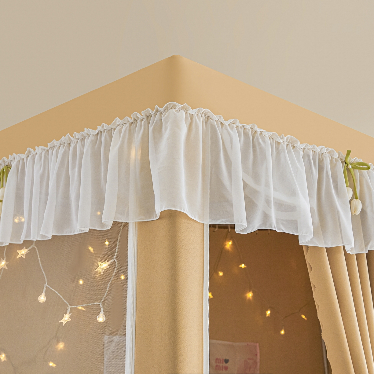 91家纺网 家纺一手货源 找家纺 艾晶美家纺有限公司 2025新款公主学生全包上下铺遮光床帘学生蚊帐 米咖