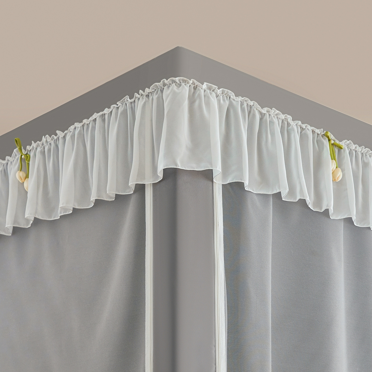 91家纺网 家纺一手货源 找家纺 艾晶美家纺有限公司 2025新款公主学生全包上下铺遮光床帘学生蚊帐 雅灰