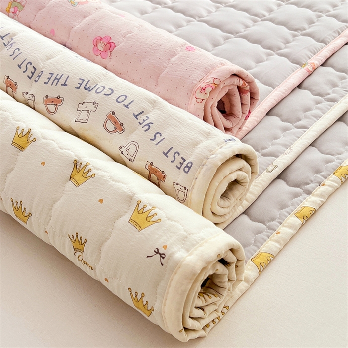 91家纺网 家纺一手货源 找家纺 圣比熊 2025新款云感双层纱夹棉床褥床护垫床垫保护垫学生宿舍专用三件套 花田小兔