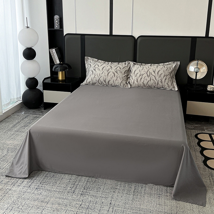 91家纺网 家纺一手货源 找家纺 锦彩家居 2025新款A类60支全棉纯棉色织提花四件套-复古风系列 风吹穗绒-灰