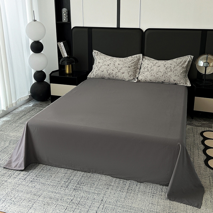 91家纺网 家纺一手货源 找家纺 锦彩家居 2025新款A类60支全棉纯棉色织提花四件套-复古风系列 蝴蝶花影-灰