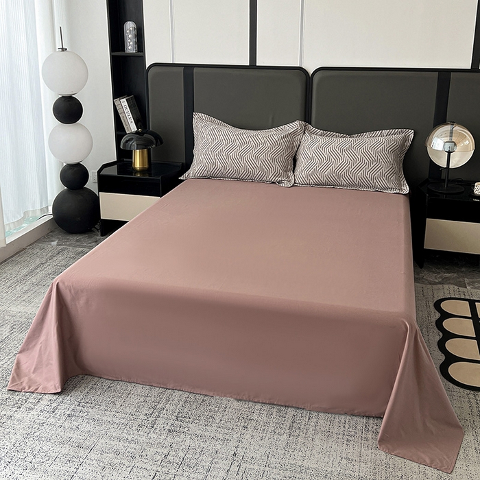 91家纺网 家纺一手货源 找家纺 锦彩家居 2025新款A类60支全棉纯棉色织提花四件套-复古风系列 简雅几何-豆沙