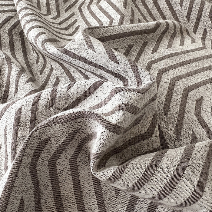 91家纺网 家纺一手货源 找家纺 锦彩家居 2025新款A类60支全棉纯棉色织提花四件套-复古风系列 简雅几何-豆沙