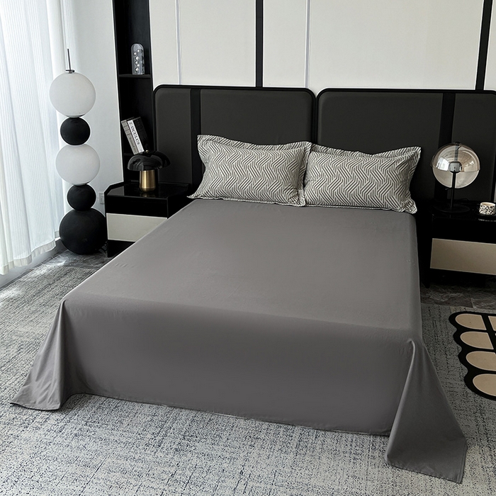 91家纺网 家纺一手货源 找家纺 锦彩家居 2025新款A类60支全棉纯棉色织提花四件套-复古风系列 简雅几何-灰