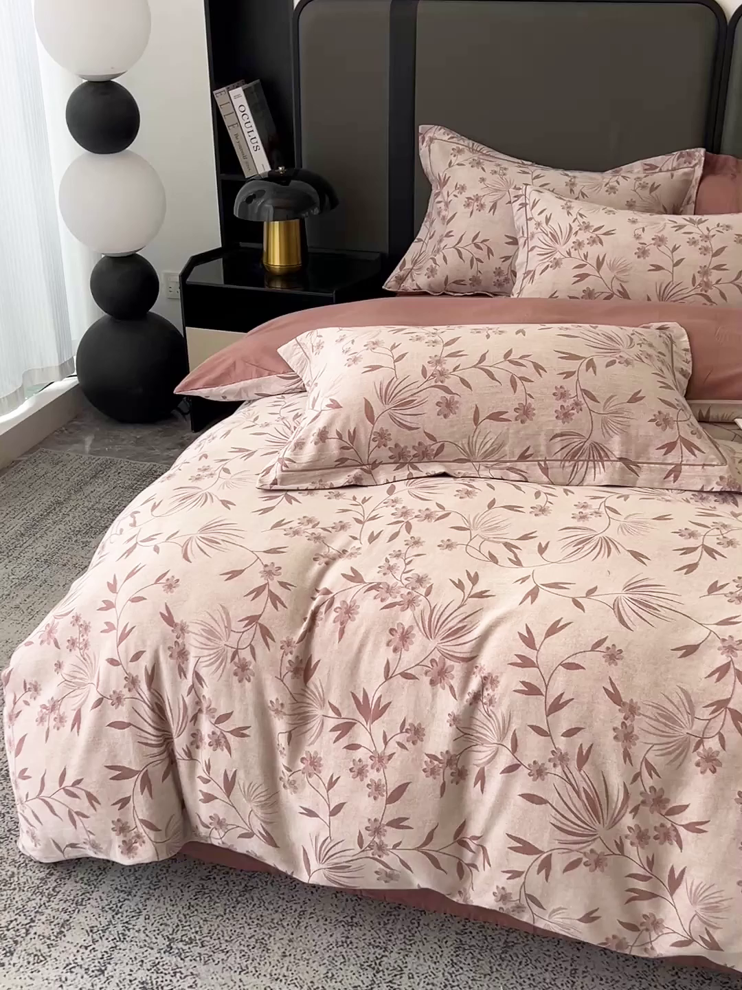 91家纺网 家纺一手货源 找家纺 锦彩家居 2025新款A类60支全棉纯棉色织提花四件套-复古风系列 暮光蒲英-豆沙