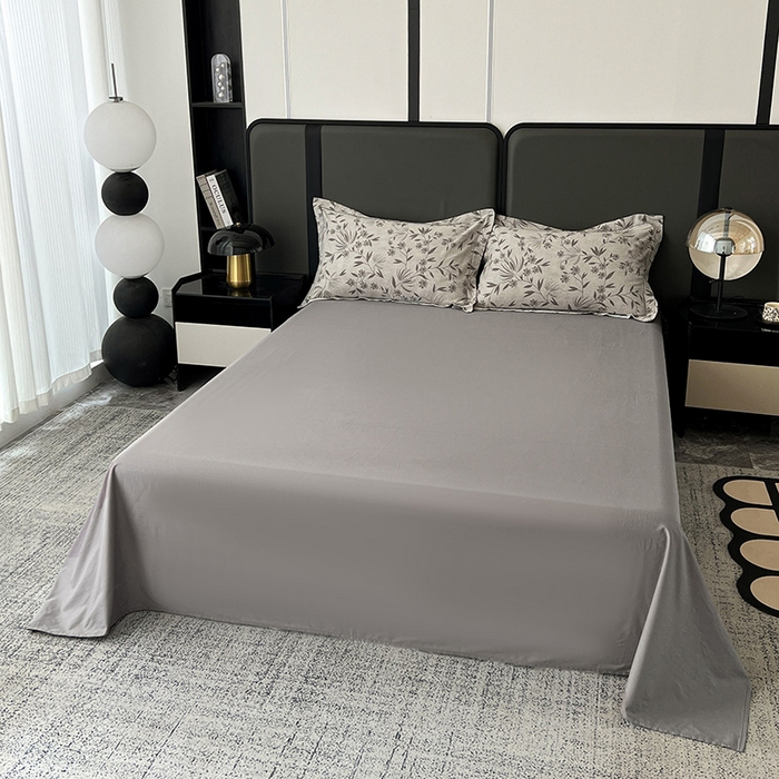 91家纺网 家纺一手货源 找家纺 锦彩家居 2025新款A类60支全棉纯棉色织提花四件套-复古风系列 暮光蒲英-灰