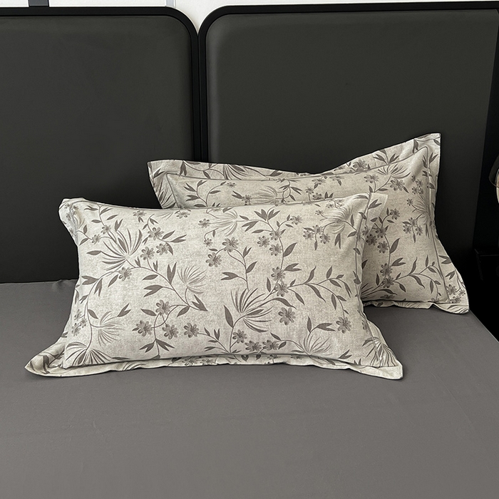 91家纺网 家纺一手货源 找家纺 锦彩家居 2025新款A类60支全棉纯棉色织提花四件套-复古风系列 暮光蒲英-灰