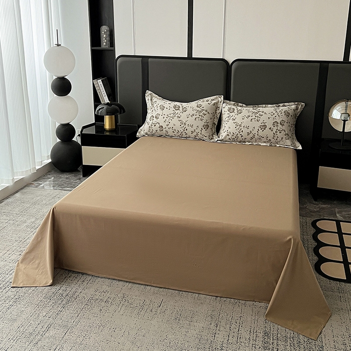 91家纺网 家纺一手货源 找家纺 锦彩家居 2025新款A类60支全棉纯棉色织提花四件套-复古风系列 屋顶花园-卡其