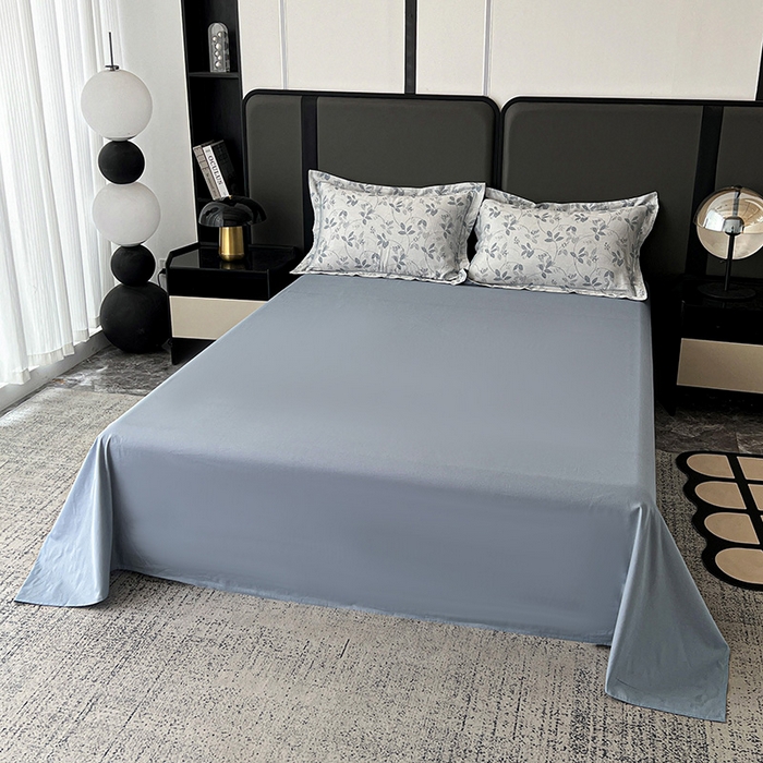 91家纺网 家纺一手货源 找家纺 锦彩家居 2025新款A类60支全棉纯棉色织提花四件套-复古风系列 枝繁叶茂-蓝