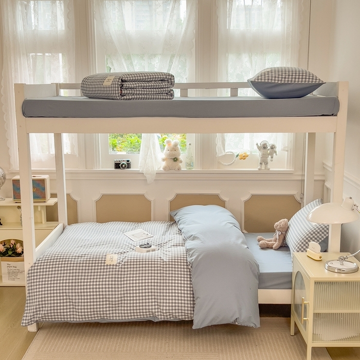 91家纺网 家纺一手货源 找家纺 宝士康家纺 2025新款亲肤水洗棉学生床笠款六件套 玉小格