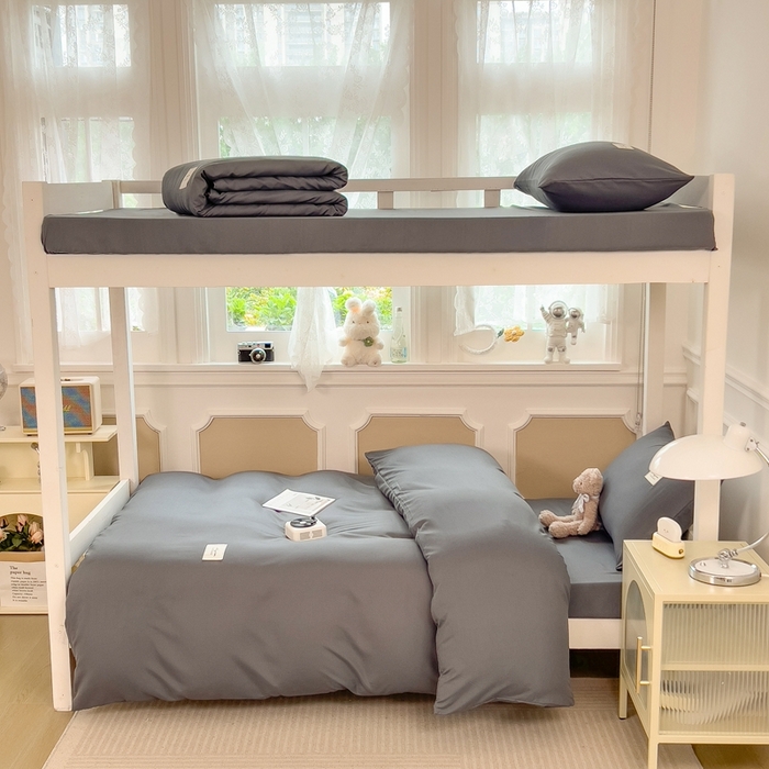 宝士康家纺 2025新款亲肤水洗棉学生床笠款六件套 英伦蓝