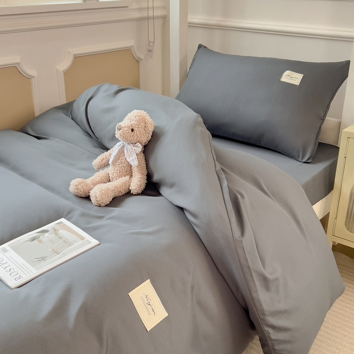 91家纺网 家纺一手货源 找家纺 宝士康家纺 2025新款亲肤水洗棉学生床笠款六件套 英伦蓝