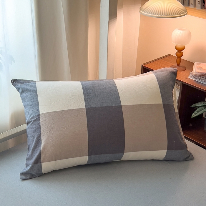 91家纺网 家纺一手货源 找家纺 宝士康家纺 2025新款亲肤水洗棉学生床笠款六件套 深蓝大格