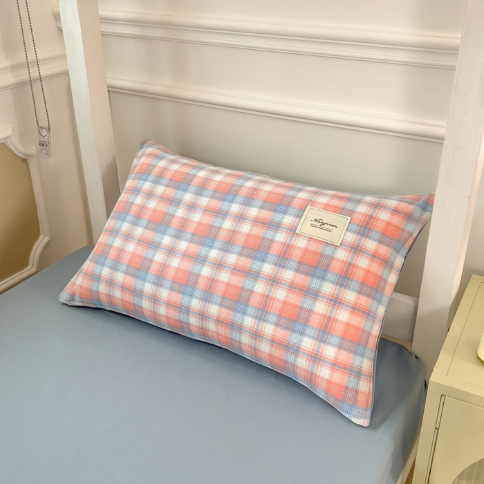 91家纺网 家纺一手货源 找家纺 宝士康家纺 2025新款亲肤水洗棉学生床笠款六件套 炫彩格