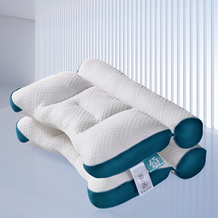 蝶飞舞 2025新款二代反牵引枕头枕芯护颈枕羽丝绒枕头学生枕芯 蓝色 40*60cm