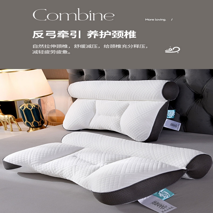 91家纺网 家纺一手货源 找家纺 蝶飞舞 2025新款二代反牵引枕头枕芯护颈枕羽丝绒枕头学生枕芯 蓝色 40*60cm