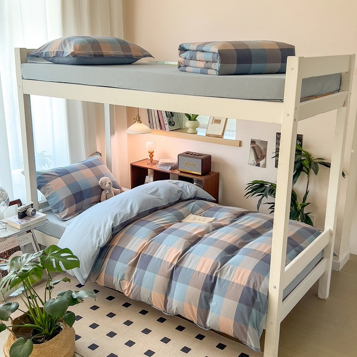 91家纺网 家纺一手货源 找家纺 宝士康家纺 2025新款亲肤水洗棉学生床笠款六件套 玉小格