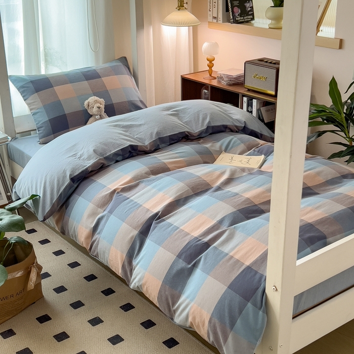 91家纺网 家纺一手货源 找家纺 宝士康家纺 2025新款亲肤水洗棉学生床笠款六件套 玉小格