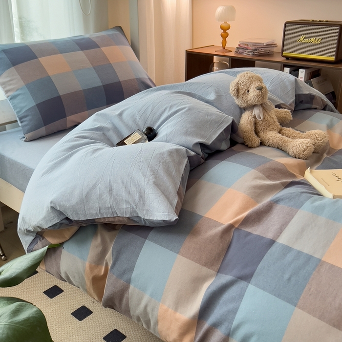 91家纺网 家纺一手货源 找家纺 宝士康家纺 2025新款亲肤水洗棉学生床笠款六件套 玉小格