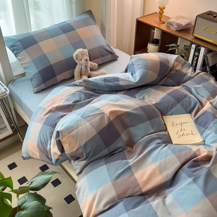 91家纺网 家纺一手货源 找家纺 宝士康家纺 2025新款亲肤水洗棉学生床笠款六件套 玉小格