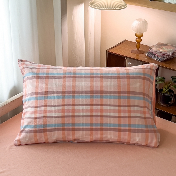 91家纺网 家纺一手货源 找家纺 宝士康家纺 2025新款亲肤水洗棉学生床笠款六件套 英伦粉